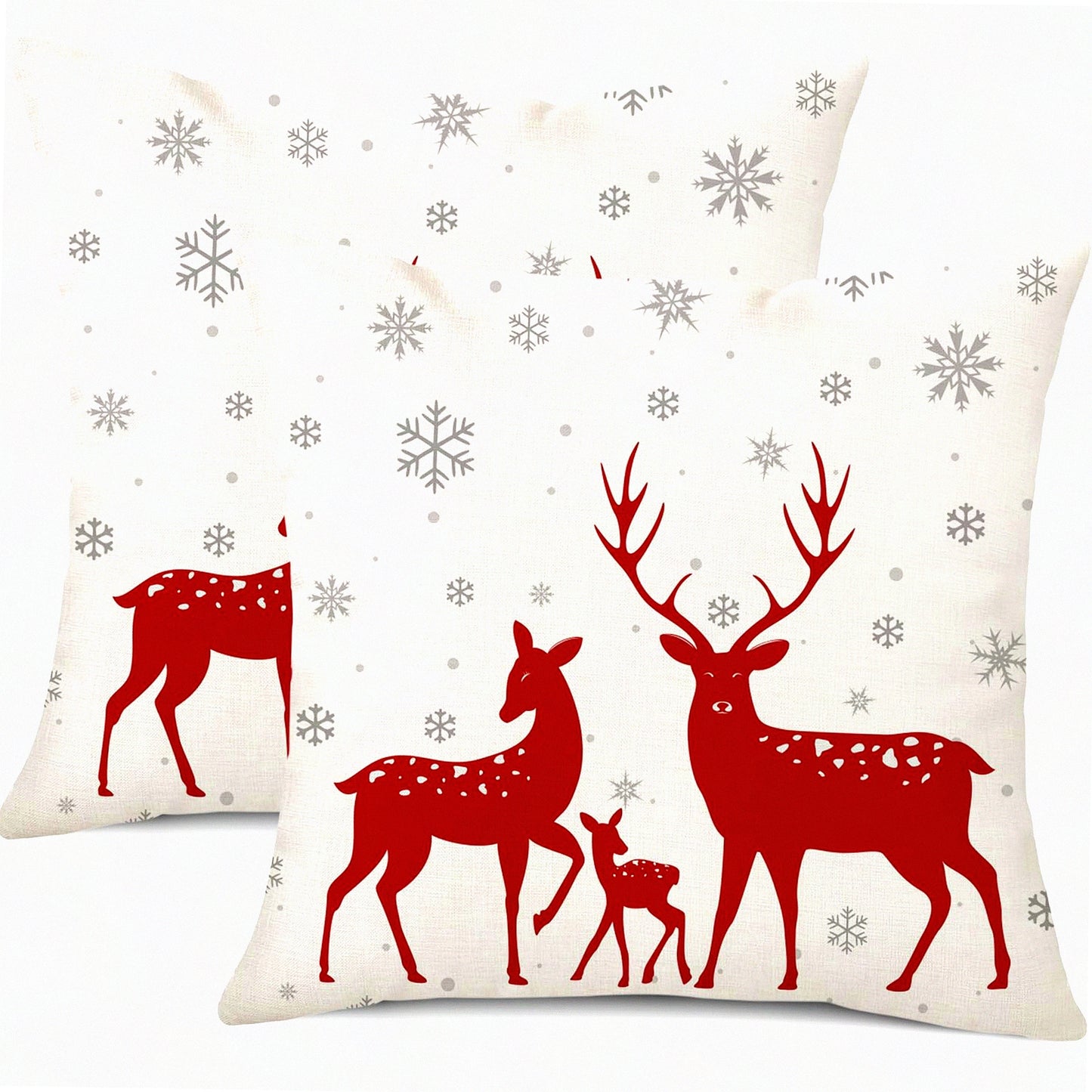 Red Elk Decorative Pillow Cover Set - 2 Pack Throw Pillow Covers for Home Decor Sofa Couch Chair Bed Bedroom Living Room - Top Quality Elk Design