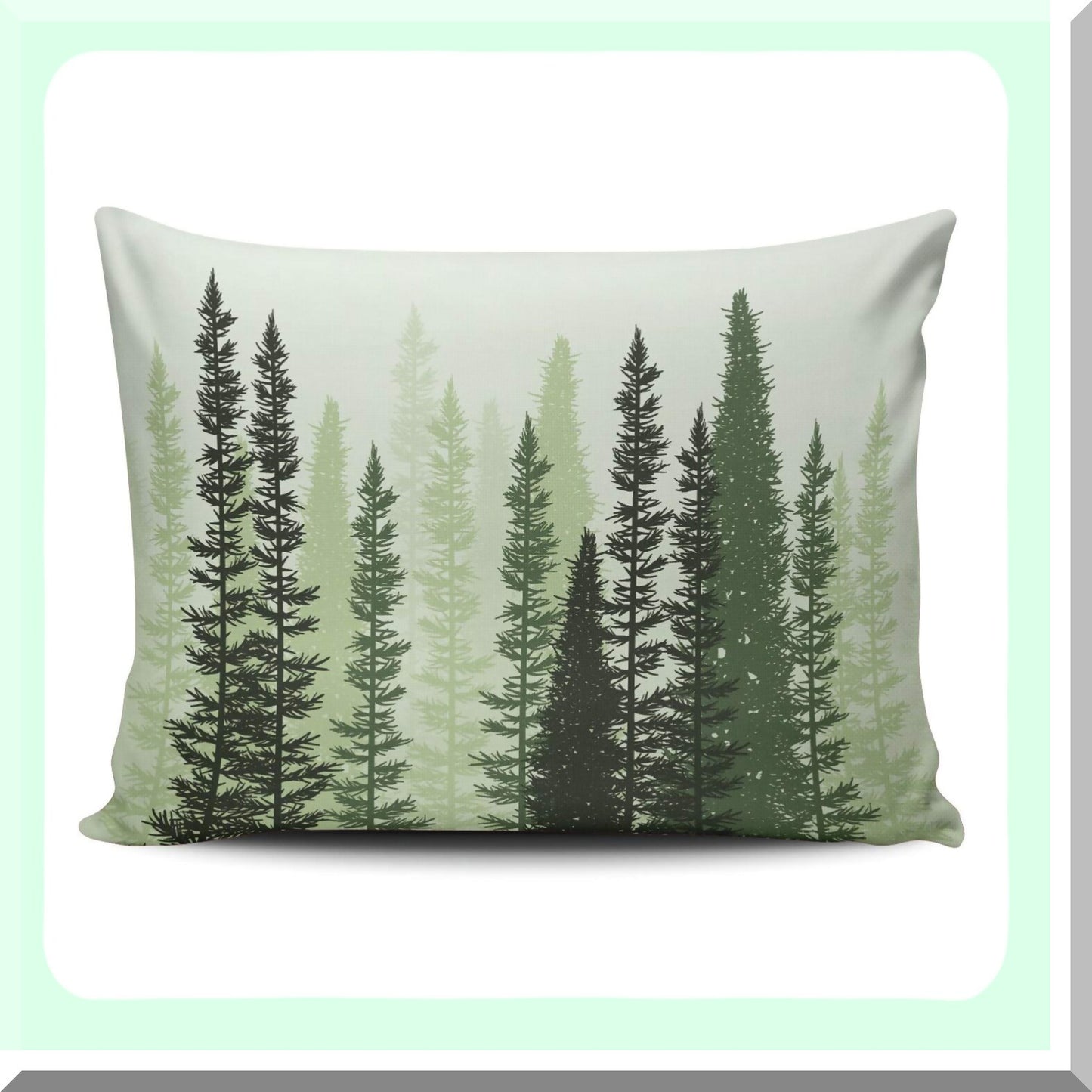 Forest Green Conifer Pillowcase - Summer Woods Decorative Boudoir Cover for 12x16 Inch Throw Pillows - Evergreen Tree Home Decor Pattern