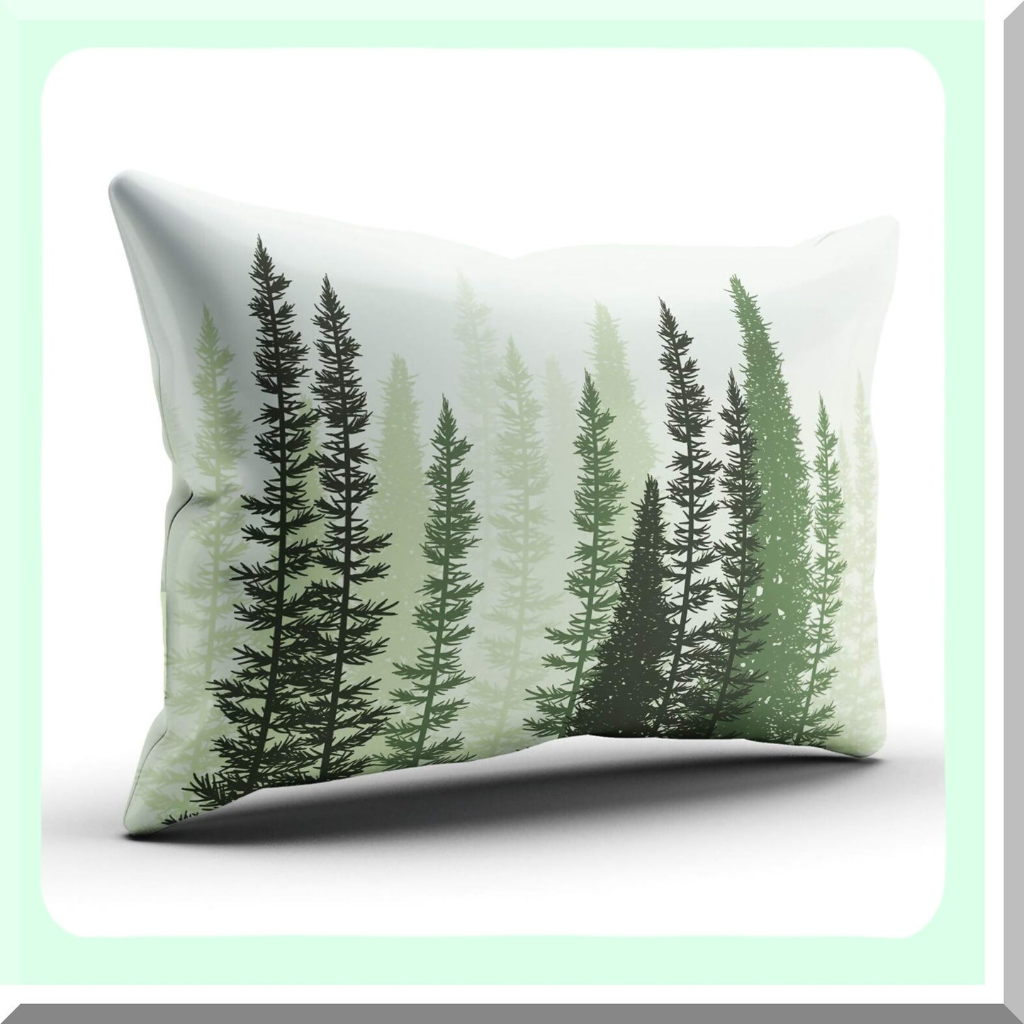 Forest Green Conifer Pillowcase - Summer Woods Decorative Boudoir Cover for 12x16 Inch Throw Pillows - Evergreen Tree Home Decor Pattern