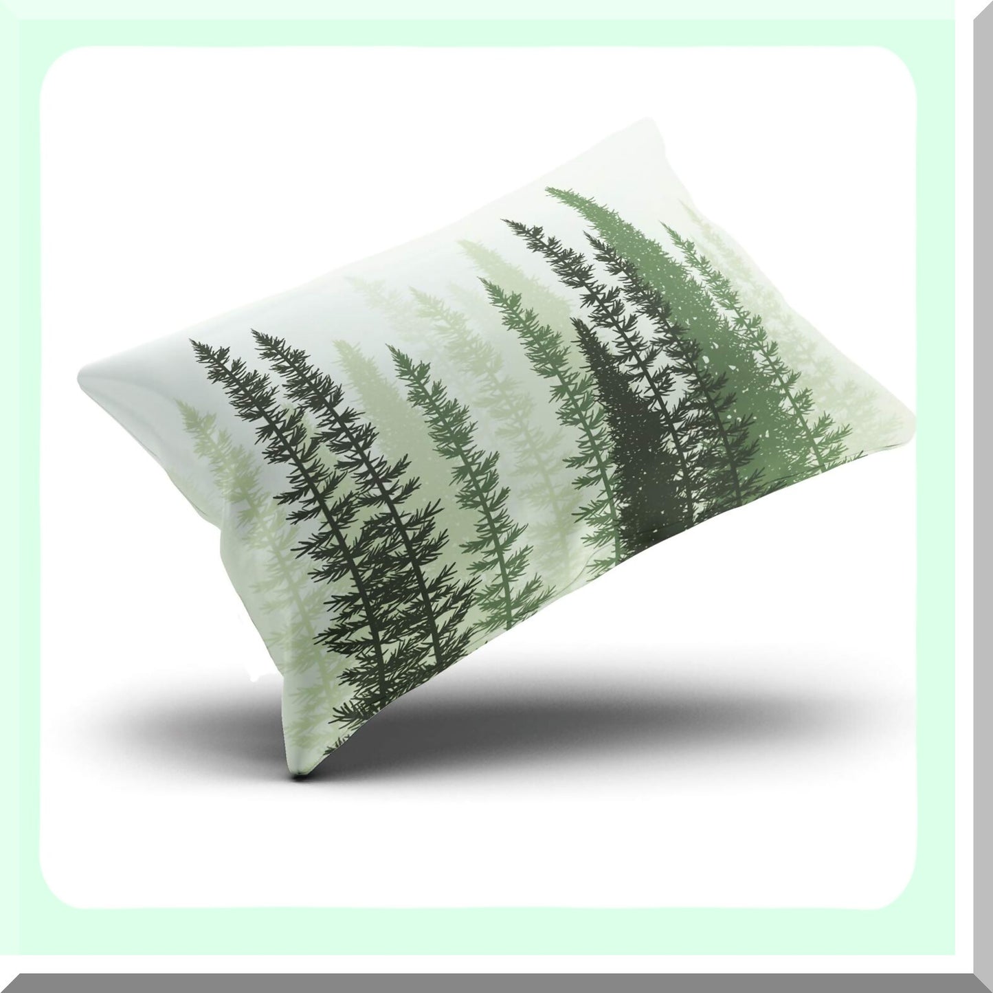 Forest Green Conifer Pillowcase - Summer Woods Decorative Boudoir Cover for 12x16 Inch Throw Pillows - Evergreen Tree Home Decor Pattern
