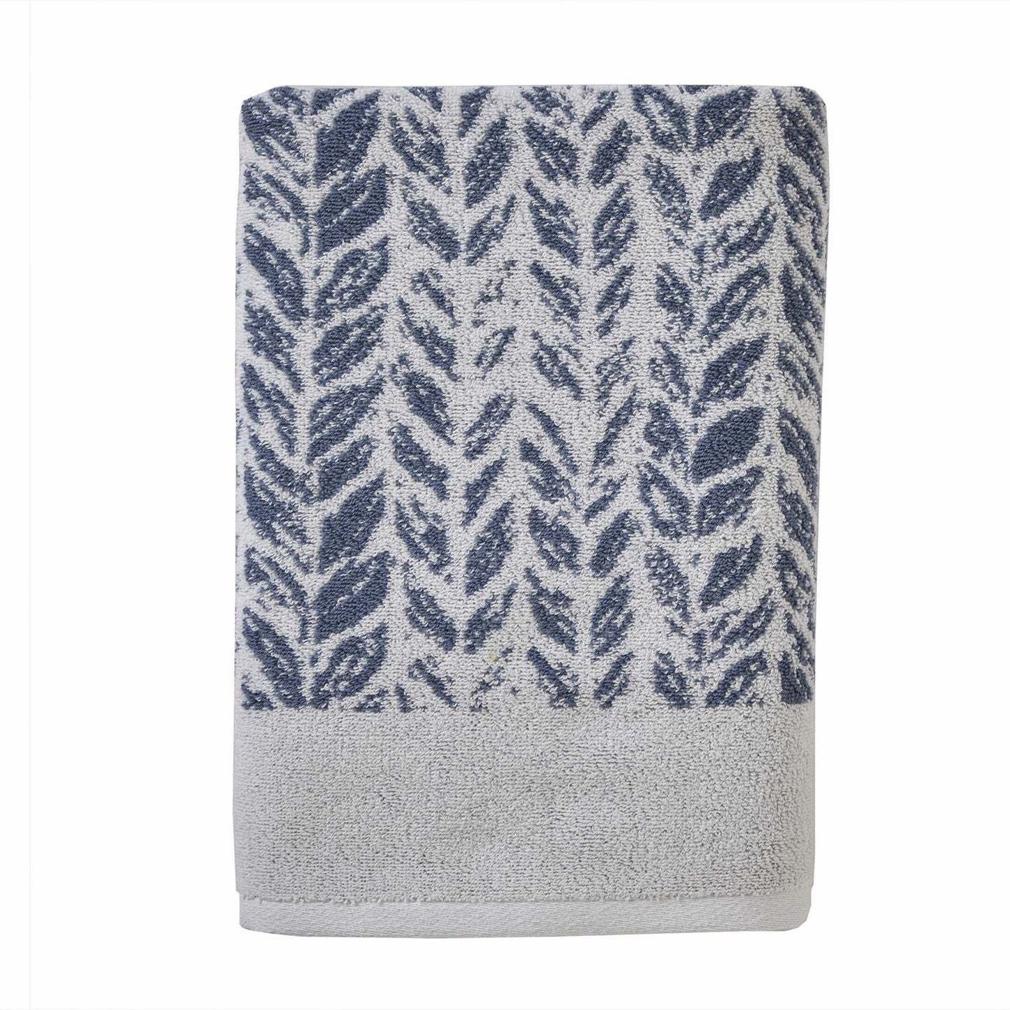 Distressed Leaves Bath Towel Denim Blue 28x54