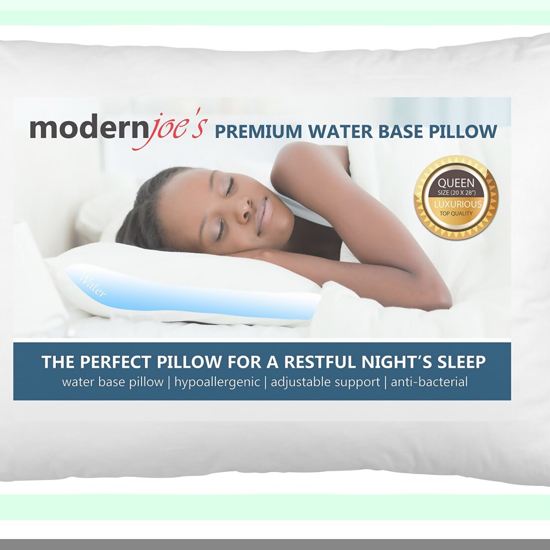 Royal AquaDream Adjustable Waterbase Pillow - Queen Size (20x28) Luxurious Fiber Fill - Ultimate Comfort and Support for a Restful Sleep