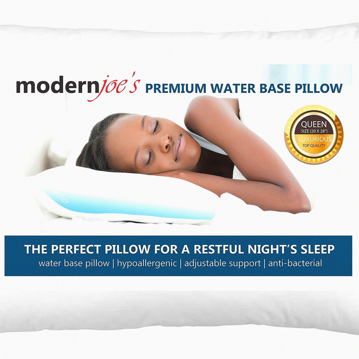 Royal AquaDream Adjustable Waterbase Pillow - Queen Size (20x28) Luxurious Fiber Fill - Ultimate Comfort and Support for a Restful Sleep