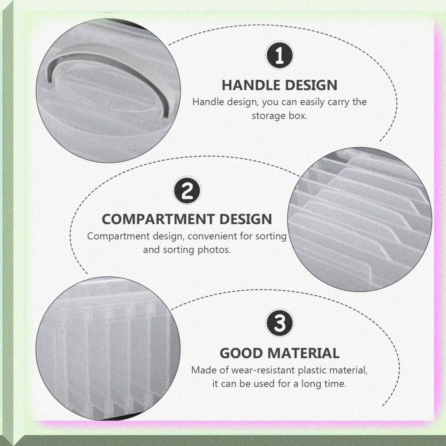 Greeting Card Storage Box with 6 Adjustable Dividers