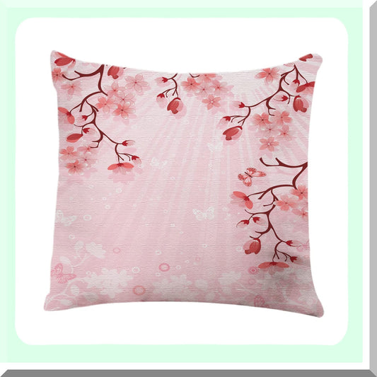 Cherry Blossom Dreams Pillowcase - Floral Home Decor Cover for Sofa - 18x18 Inches - Soft Throw Pillow with Beautiful Flowers Pattern