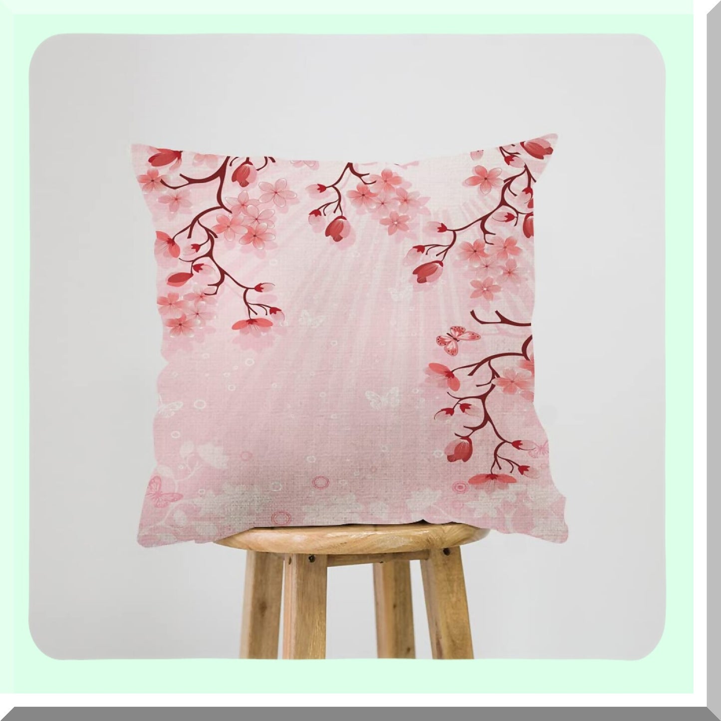 Cherry Blossom Dreams Pillowcase - Floral Home Decor Cover for Sofa - 18x18 Inches - Soft Throw Pillow with Beautiful Flowers Pattern