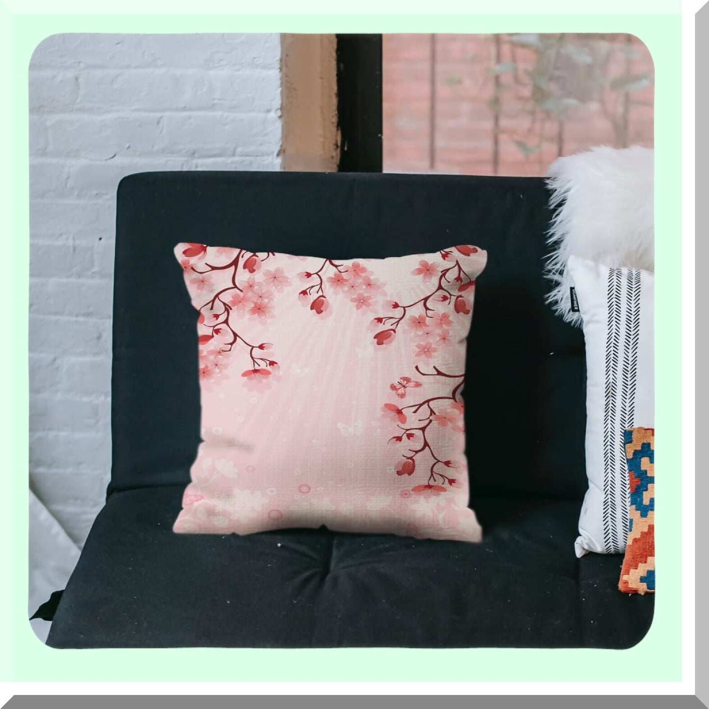 Cherry Blossom Dreams Pillowcase - Floral Home Decor Cover for Sofa - 18x18 Inches - Soft Throw Pillow with Beautiful Flowers Pattern