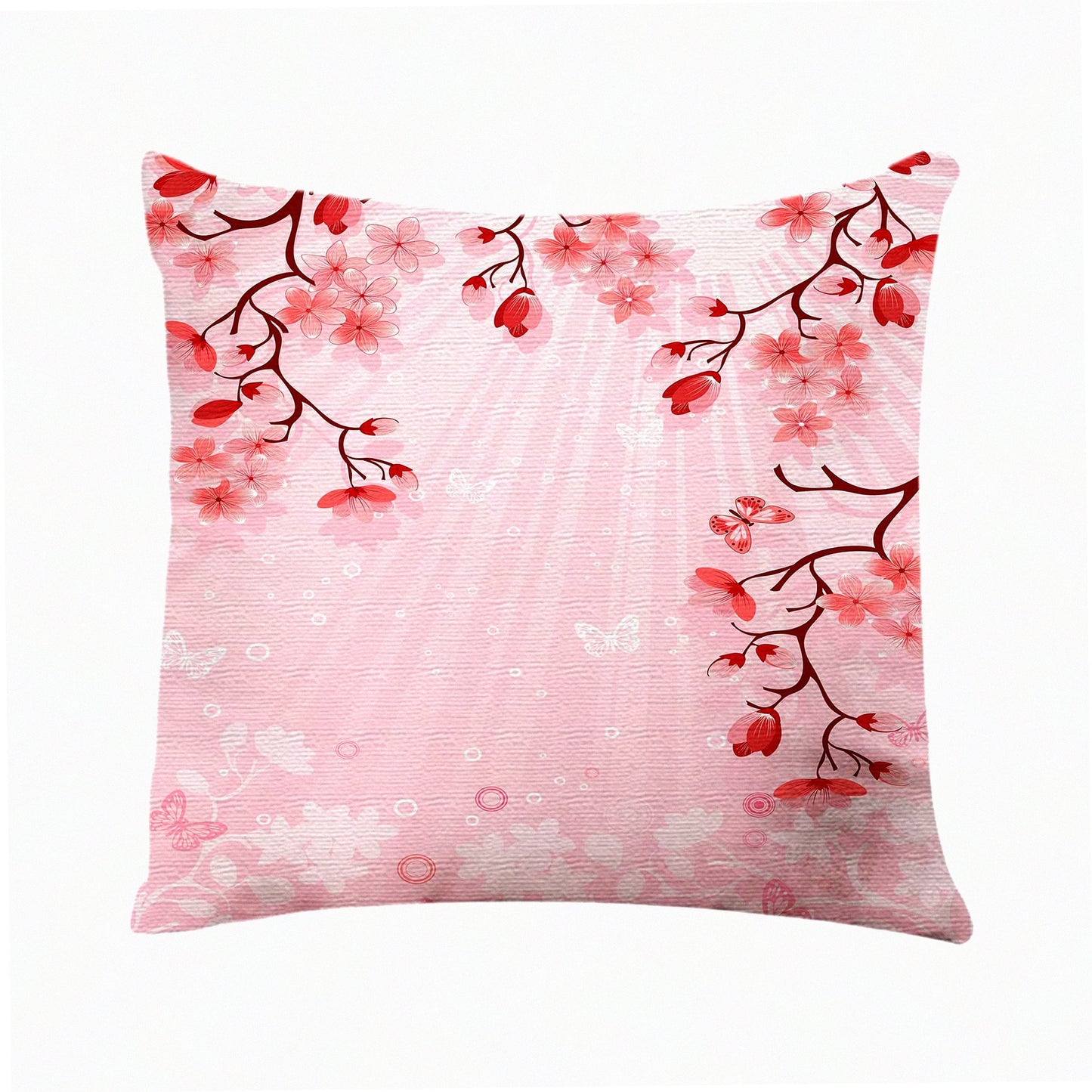 Cherry Blossom Dreams Pillowcase - Floral Home Decor Cover for Sofa - 18x18 Inches - Soft Throw Pillow with Beautiful Flowers Pattern