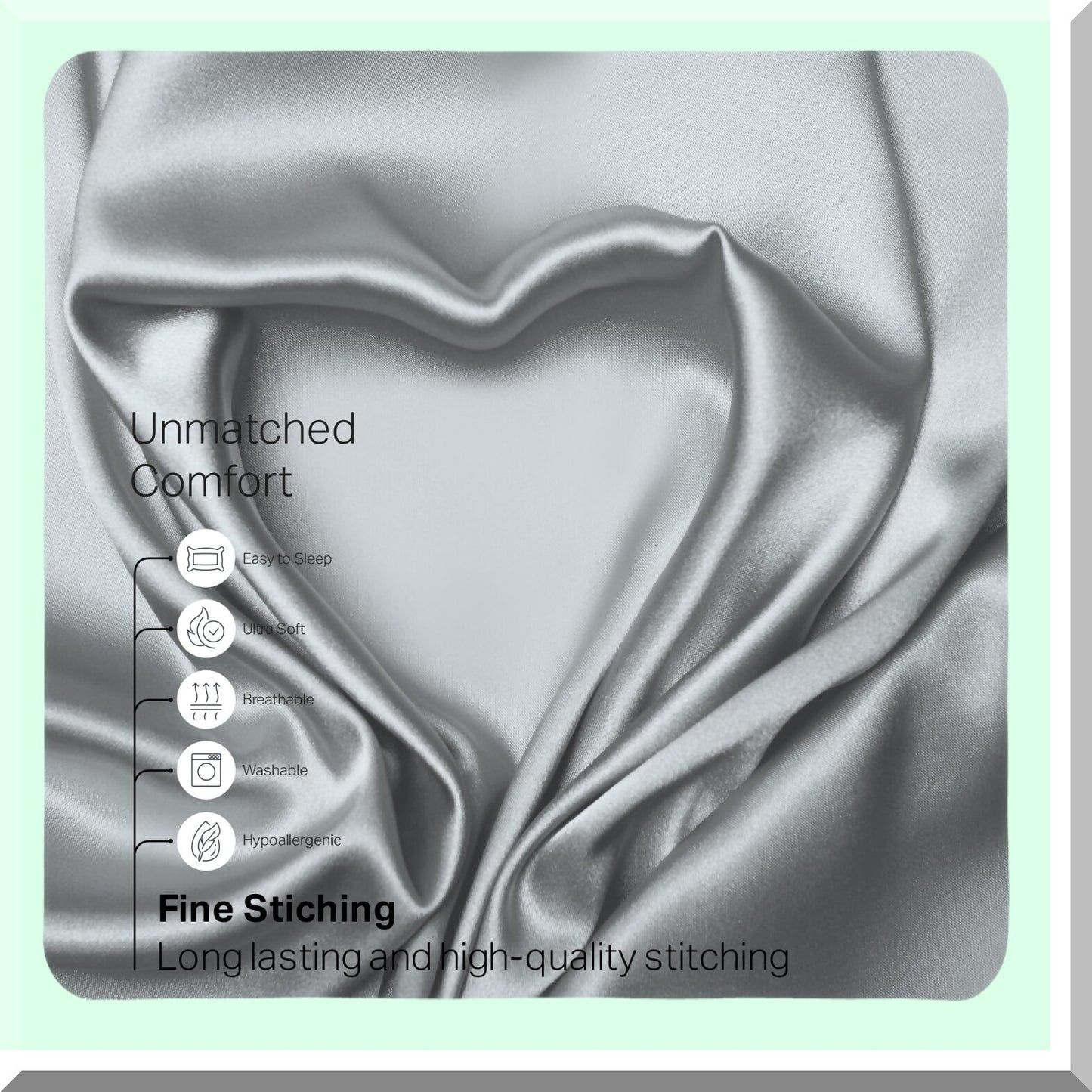 SilkLux Grey Queen Bedding Set - Silky Smooth 4-Piece Luxury Sheets - Deep-Pocket Fitted Sheet, Flat Sheet, Pillowcases - Queen Size Silk Sheets