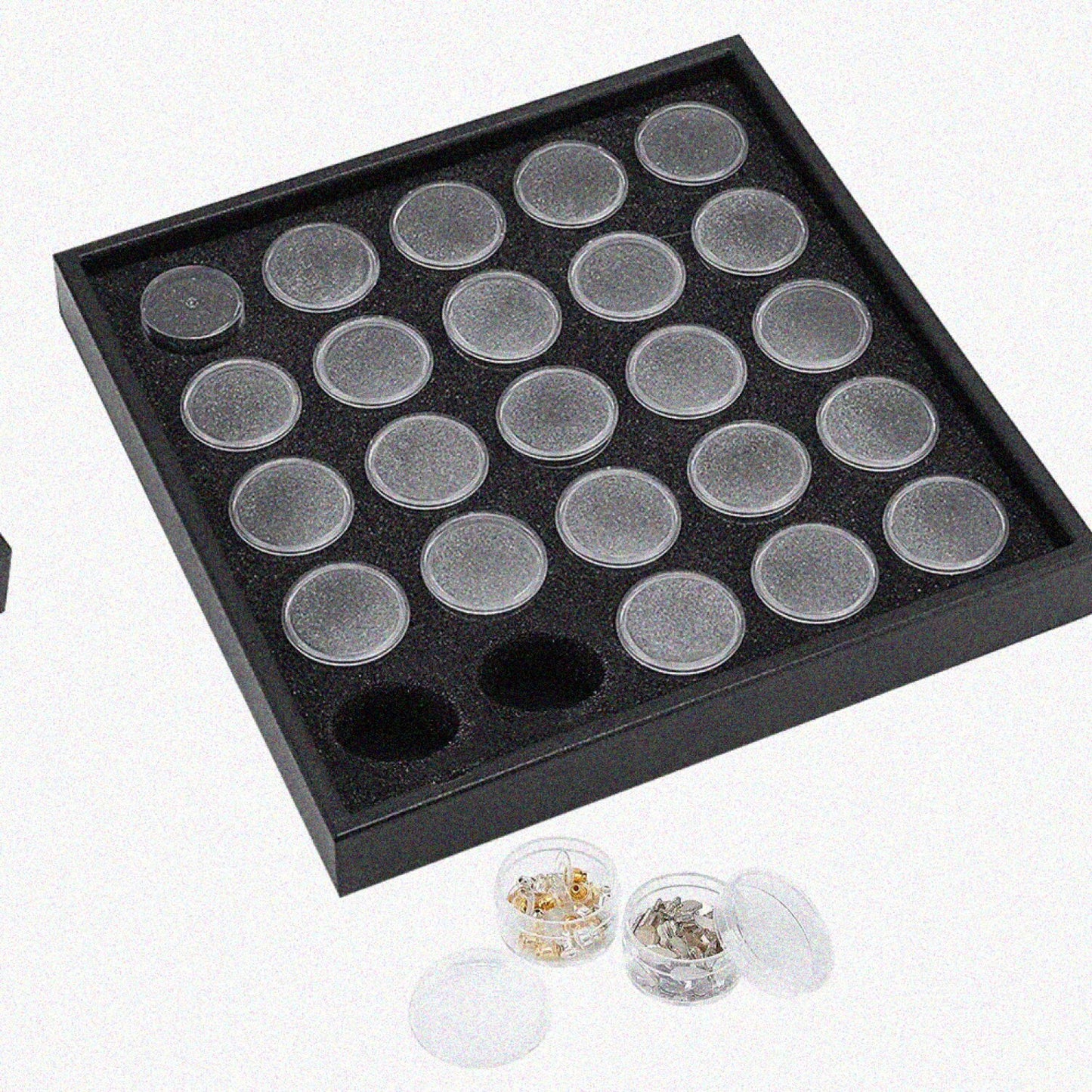 25 Pack Clear Plastic Round Storage Boxes with Flip Covers