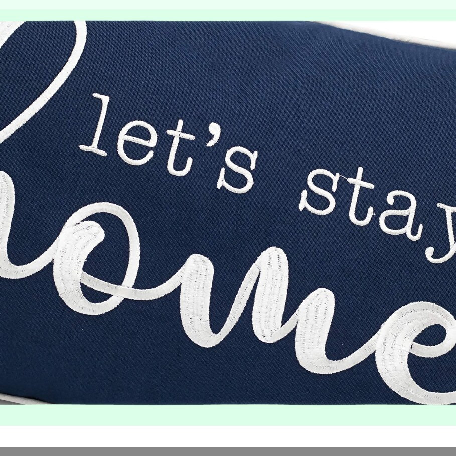 Navy Blue Home Comfort Embroidered Lumbar Pillow Cover - 12x20 Inches