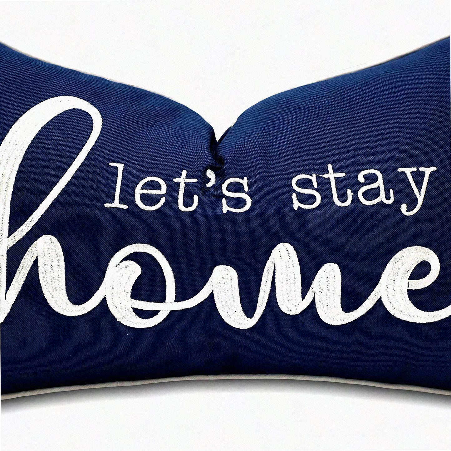 Navy Blue Home Comfort Embroidered Lumbar Pillow Cover - 12x20 Inches