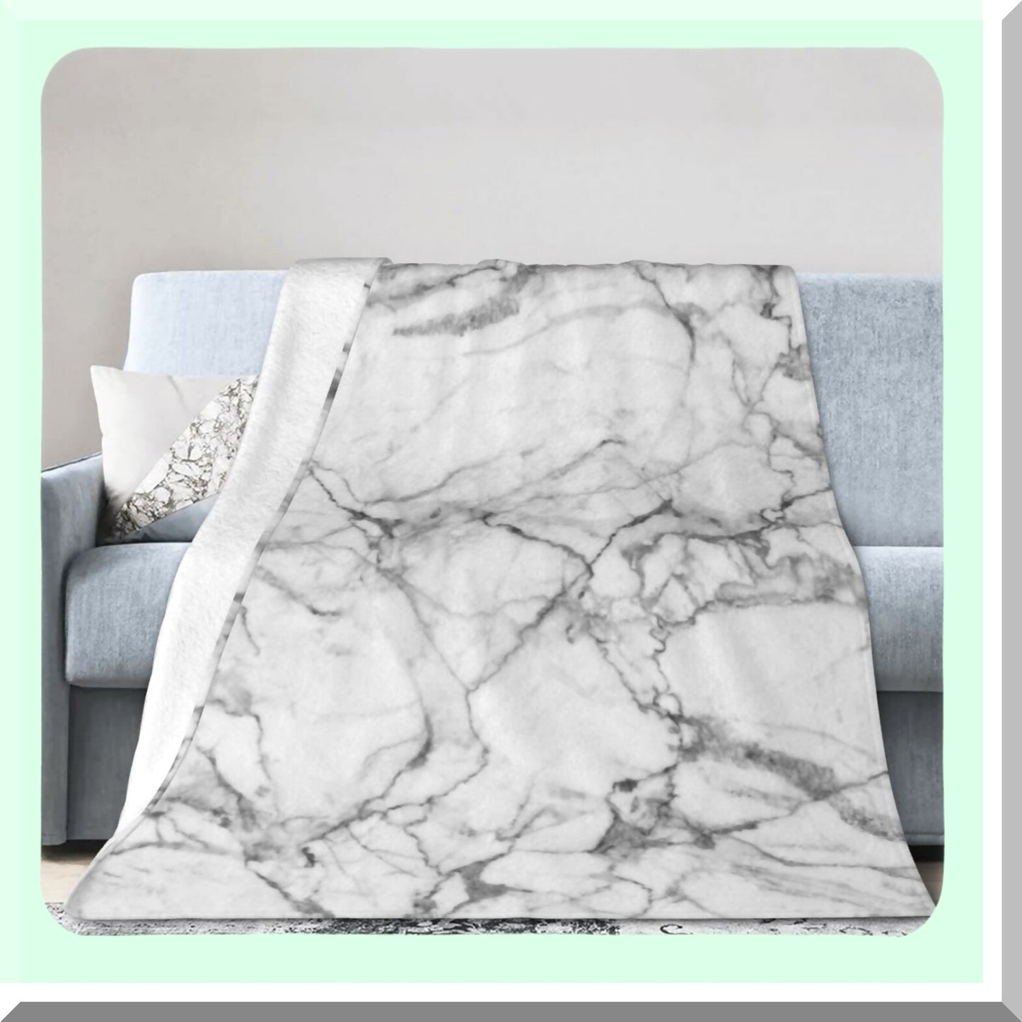 Marble Luxe Ultra Soft Fleece Throw - Cozy Black & White Decorative Blanket for Home, Bed, Couch, Chair, Travel - 50x40in