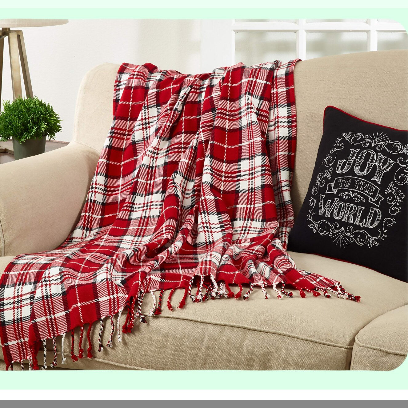 CozyPlaid Red Throw Blanket 50"x60"