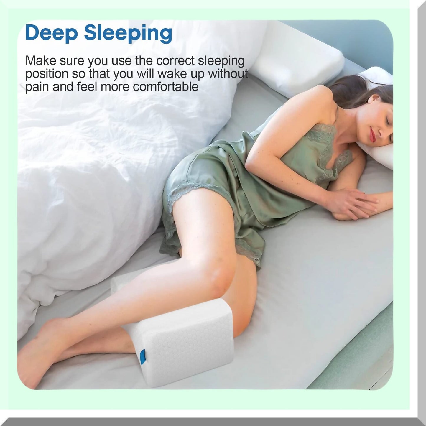 OrthoAlign Memory Foam Knee Pillow - Sleep Leg Pillow for Side Sleepers & Pregnant Women - Spinal Alignment, Sciatica Relief - Washable Cover & Travel Bag - White