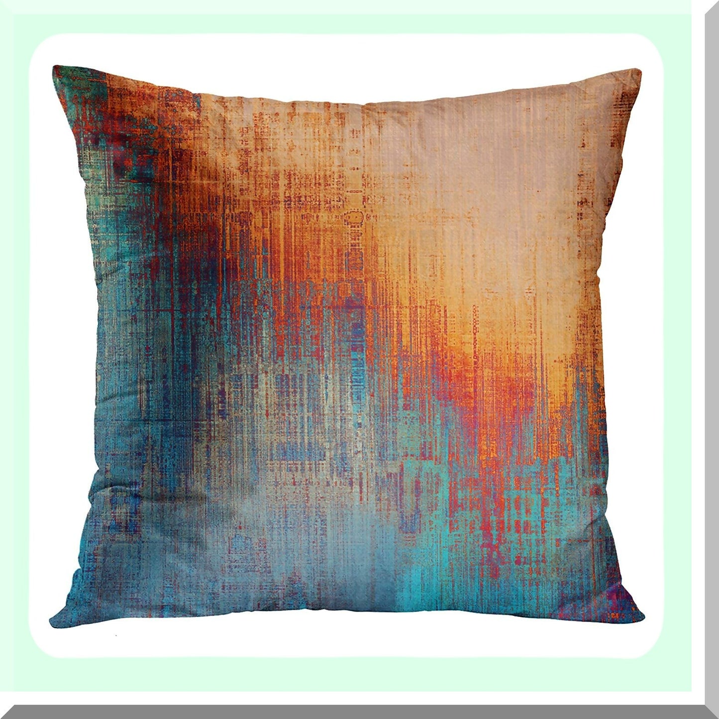 Rustic Abstract Blue Orange Pillow Covers - Set of 4 Vintage Decorative Cases for Home Decor, Standard Square 18x18 Inches Pillowcases