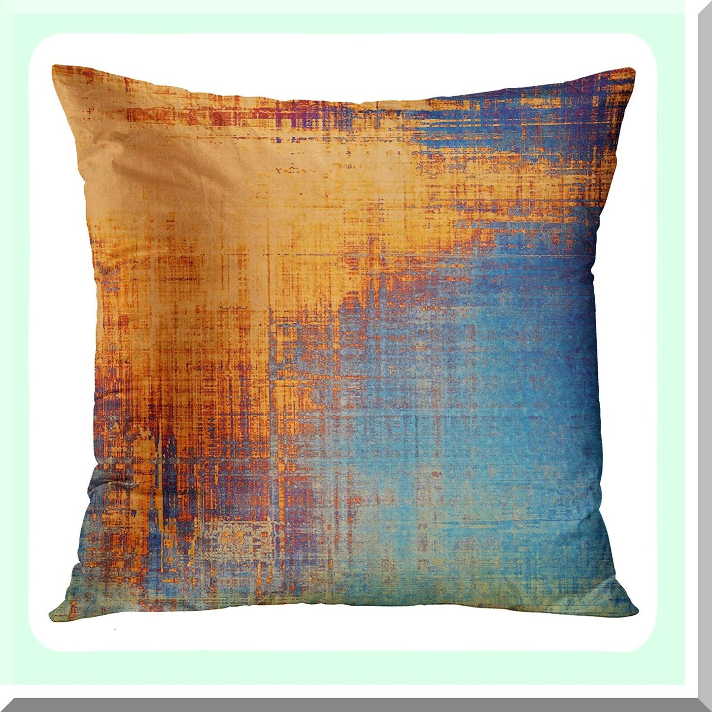 Rustic Abstract Blue Orange Pillow Covers - Set of 4 Vintage Decorative Cases for Home Decor, Standard Square 18x18 Inches Pillowcases