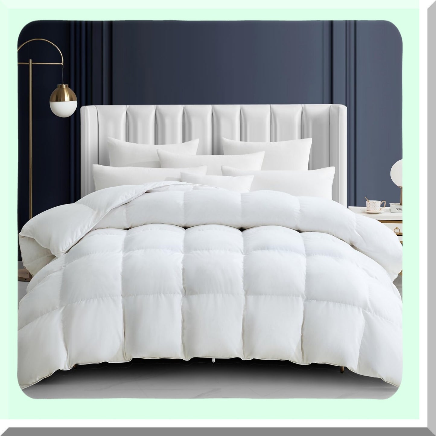 All Season White Down Comforter - Ultra Soft Queen Size Duvet Insert with Fluffy 100% Cotton Cover - 90 x 90 Inches - Cozy Comfort for Queen Bed