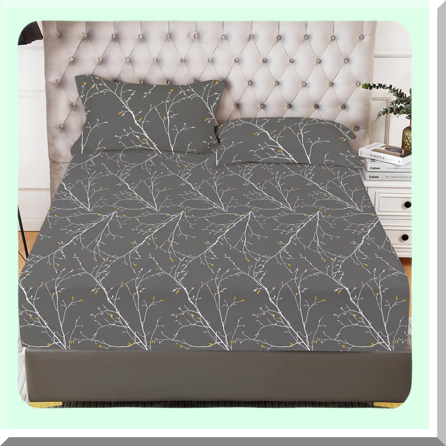 PlantPrint UltraSoft Fitted Sheet Set - 1800 Thread Count Brushed Microfiber, Deep Pocket, Fade Resistant Pillowcase - Premium Bedding for a Cozy Night's Sleep