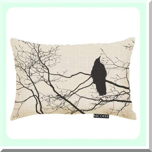 Raven Branch Gothic Decor Pillowcase - 20x12 Inches Home Decor Throw Pillow Cover