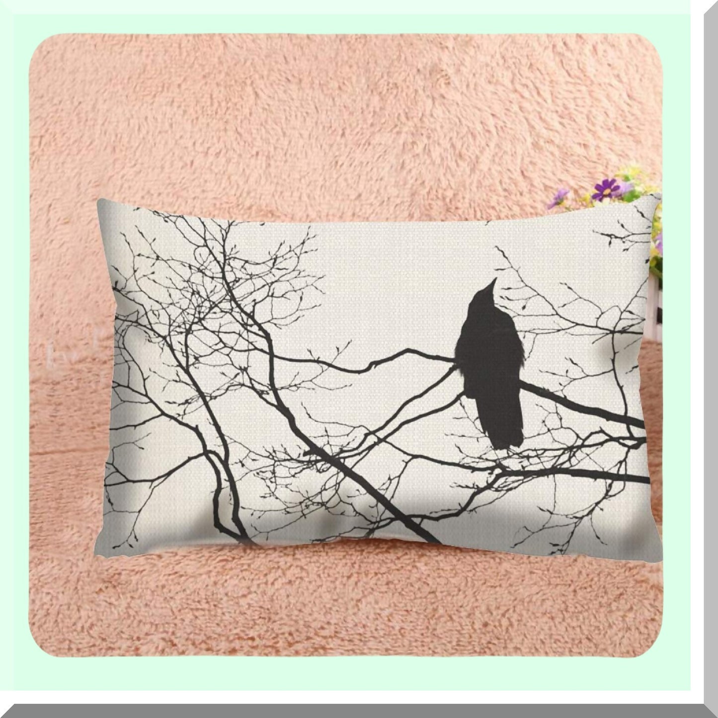 Raven Branch Gothic Decor Pillowcase - 20x12 Inches Home Decor Throw Pillow Cover