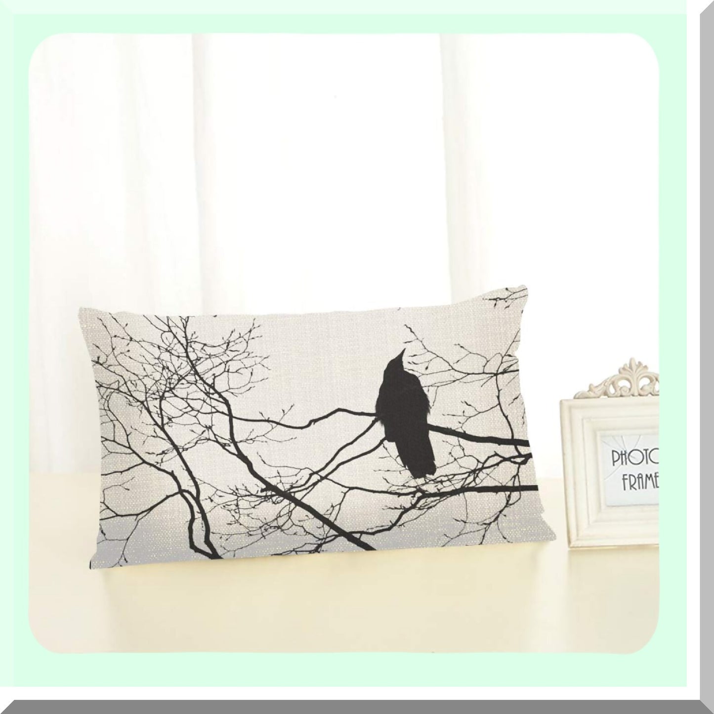 Raven Branch Gothic Decor Pillowcase - 20x12 Inches Home Decor Throw Pillow Cover