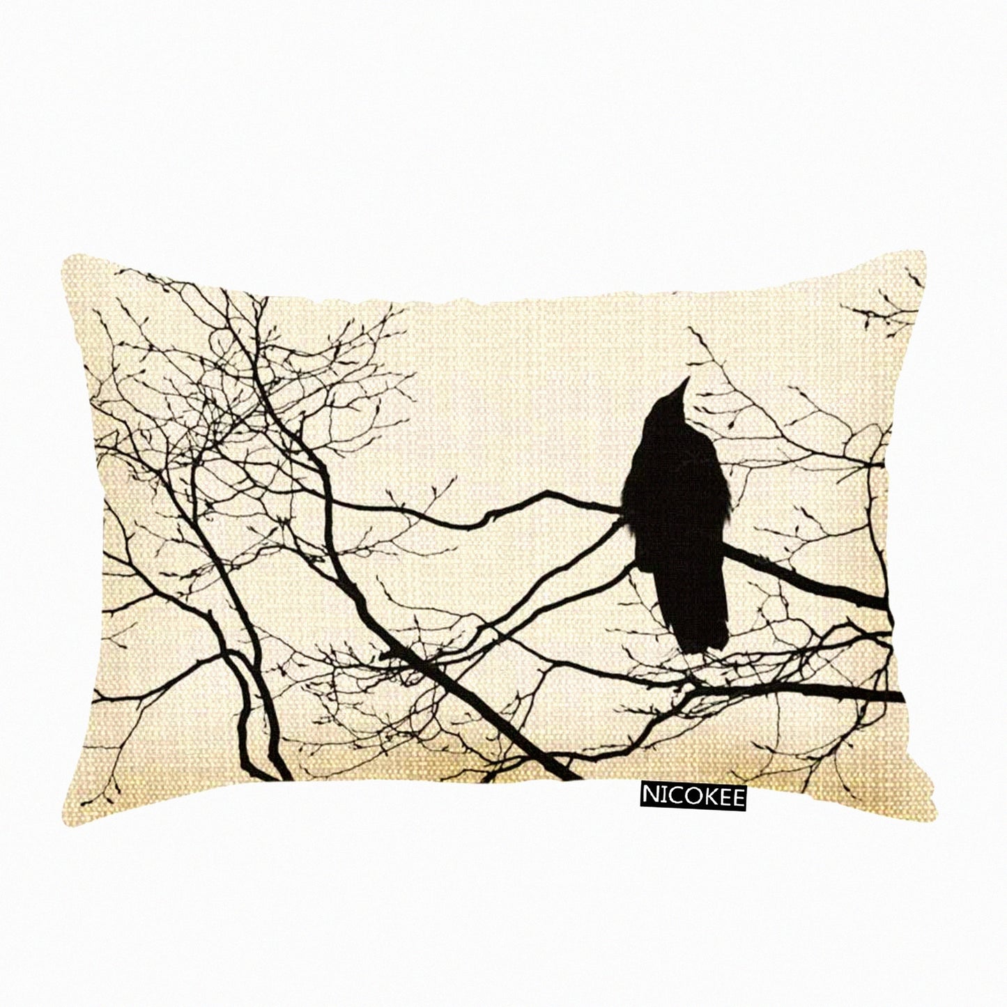 Raven Branch Gothic Decor Pillowcase - 20x12 Inches Home Decor Throw Pillow Cover