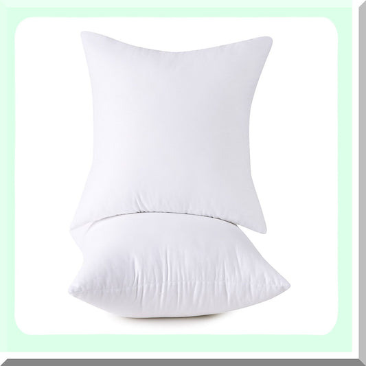 Cotton Comfort Square Pillow Set - 18x18 Inch Insert - Decorative Throw Pillows - Set of 2 - Soft Cotton Cover - Home Decor Accent Pillows