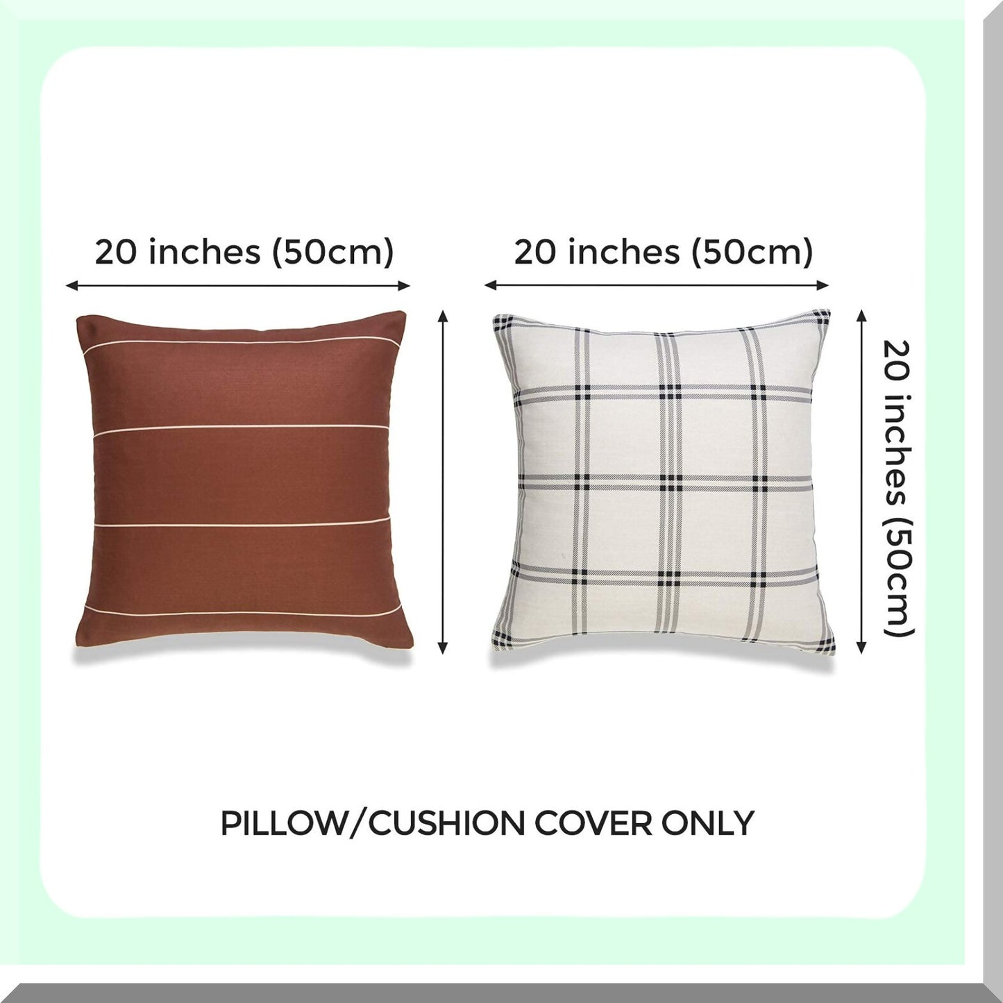 Rustic Chic Boho Stripe Plaid Pillow Covers - Set of 2 - 20"x20" - Couch Sofa Bed Decor - Modern Home Accent - Decorative Throw Pillows