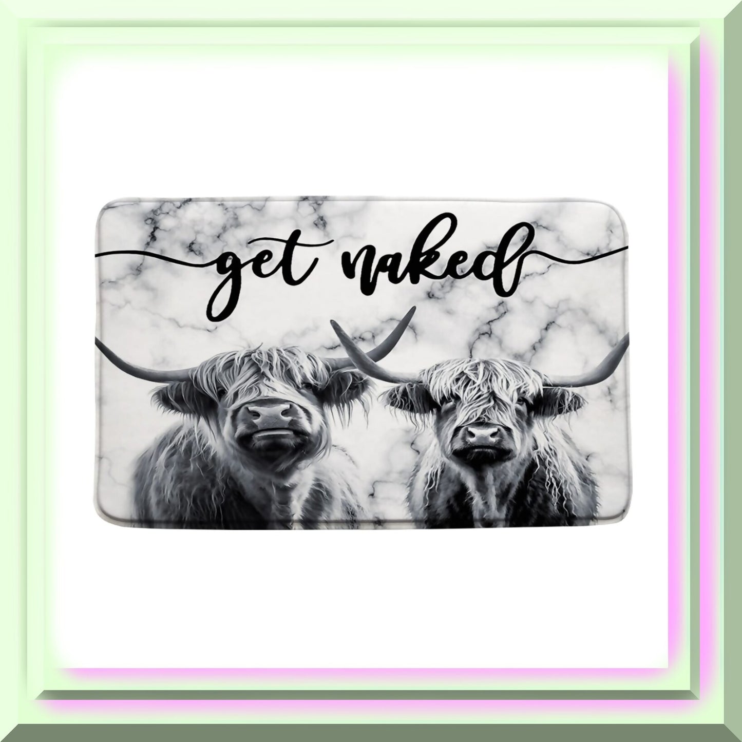 Farmhouse Highland Cow Bath Mat 50x20 Microfiber