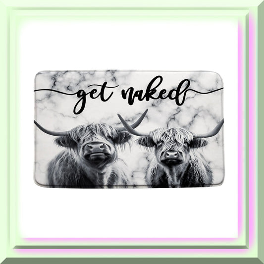 Farmhouse Highland Cow Bath Mat 50x20 Microfiber