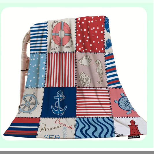OceanWave Cozy Marine Throw Blanket - Soft, Warm, and Decorative for Bed, Chair, Couch, or Sofa (30"x40")