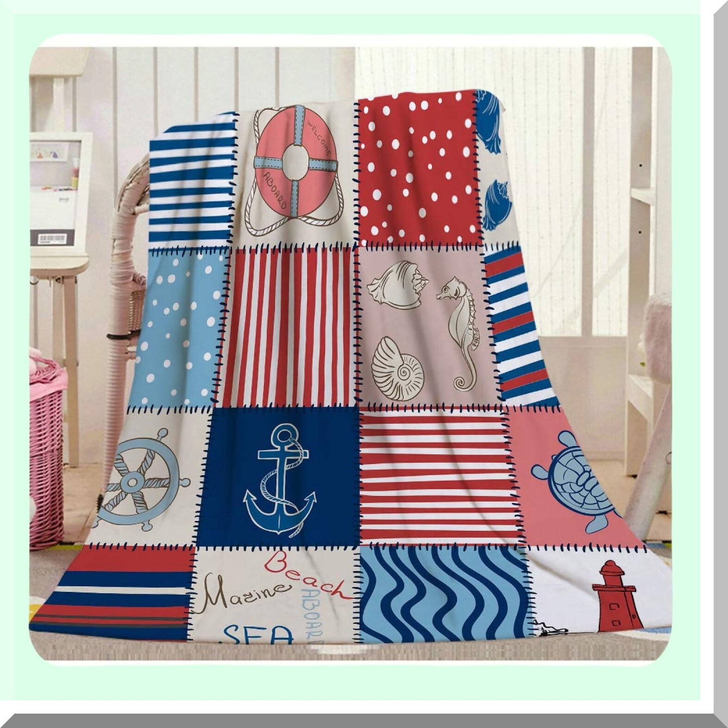 OceanWave Cozy Marine Throw Blanket - Soft, Warm, and Decorative for Bed, Chair, Couch, or Sofa (30"x40")