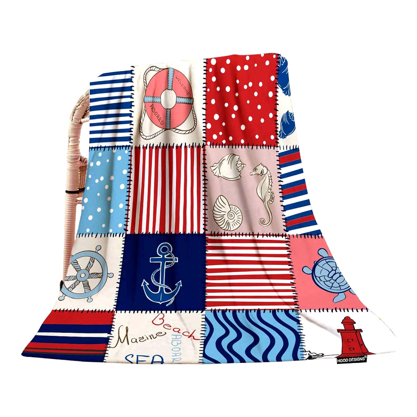 OceanWave Cozy Marine Throw Blanket - Soft, Warm, and Decorative for Bed, Chair, Couch, or Sofa (30"x40")