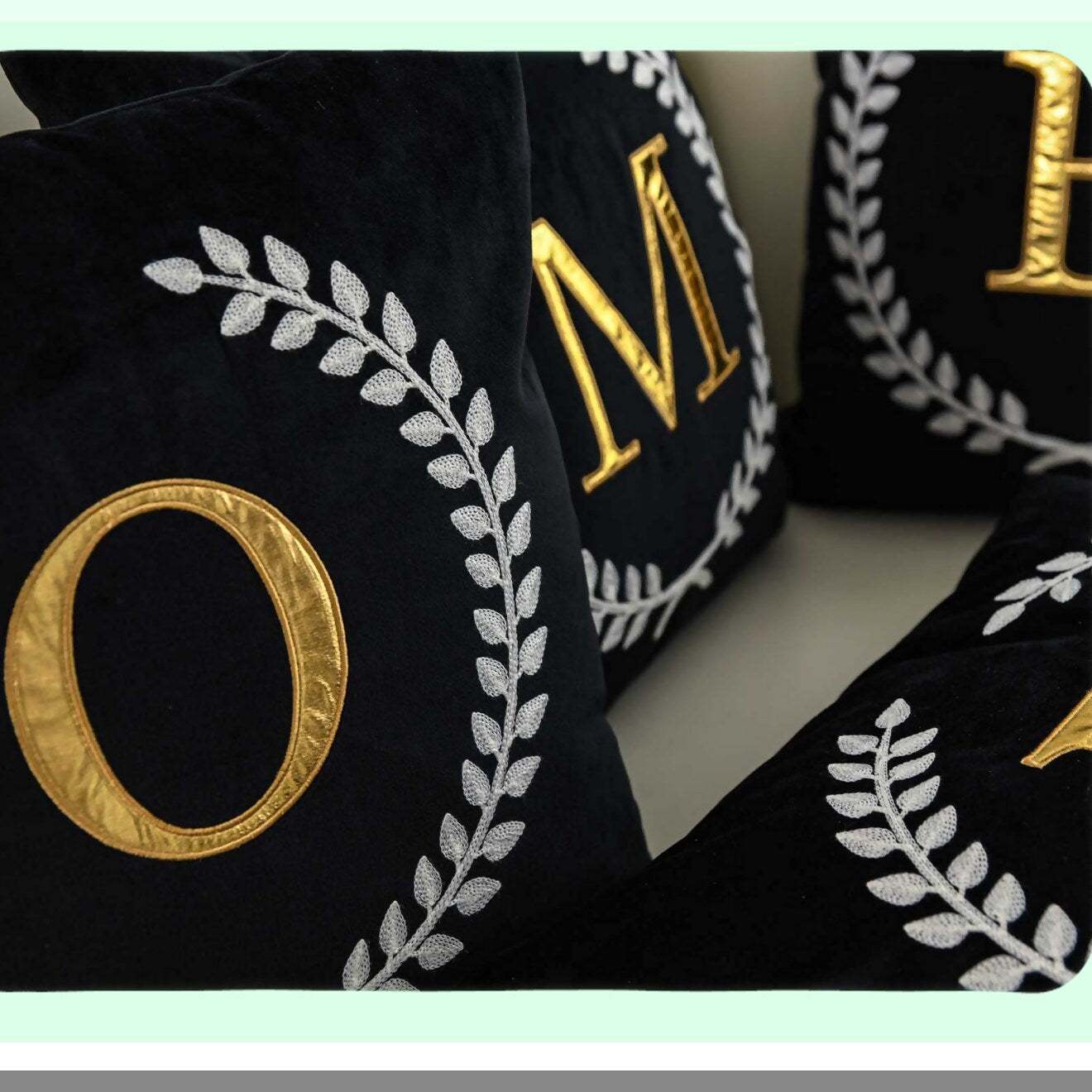 Luxury Monogrammed Velvet Pillow Cover - Custom Embroidered Square Decorative Cushion Case - 18 Inch Black Throw Pillow Cover (Cover Only)