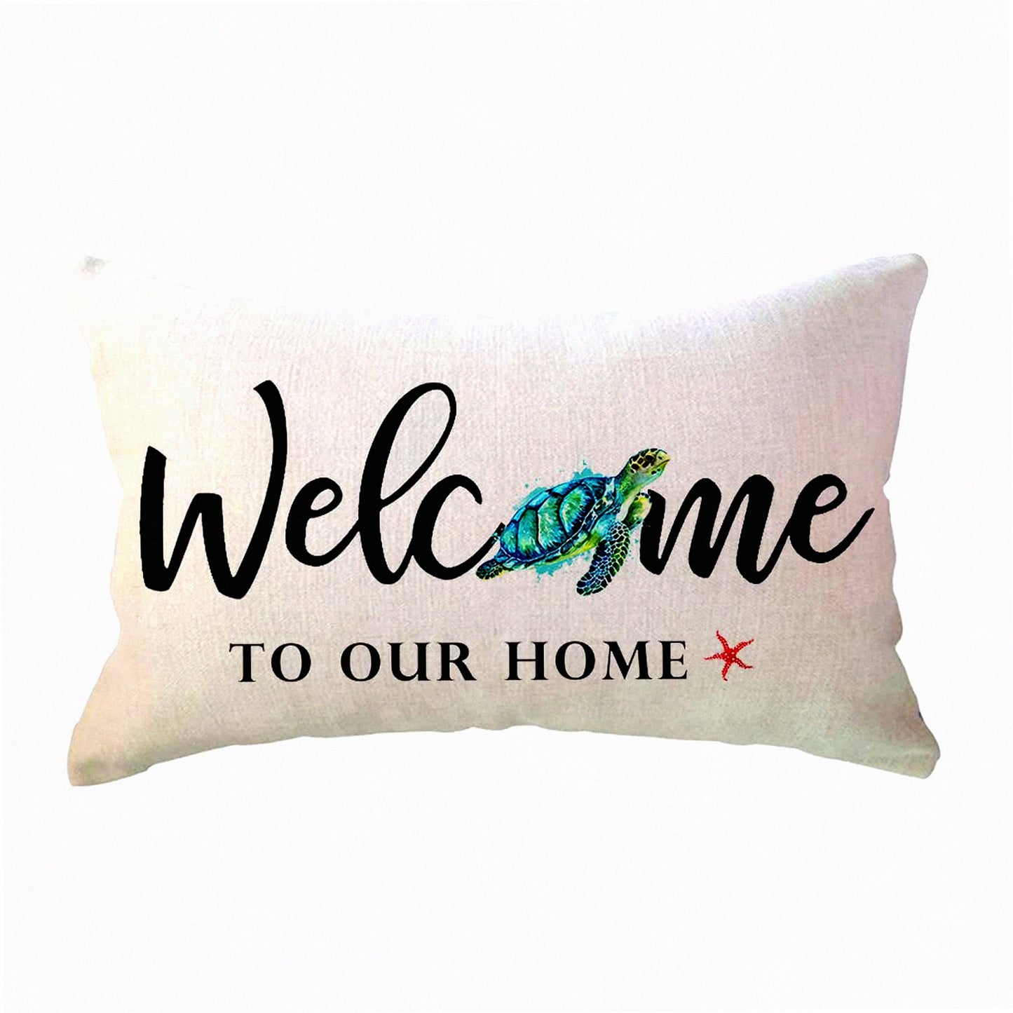 Sea Turtle Summer Lumbar Pillow Covers - Farmhouse Beach House Decor - Front Porch Decorative Cushion Cases - Housewarming Gifts - 12x20 Inch