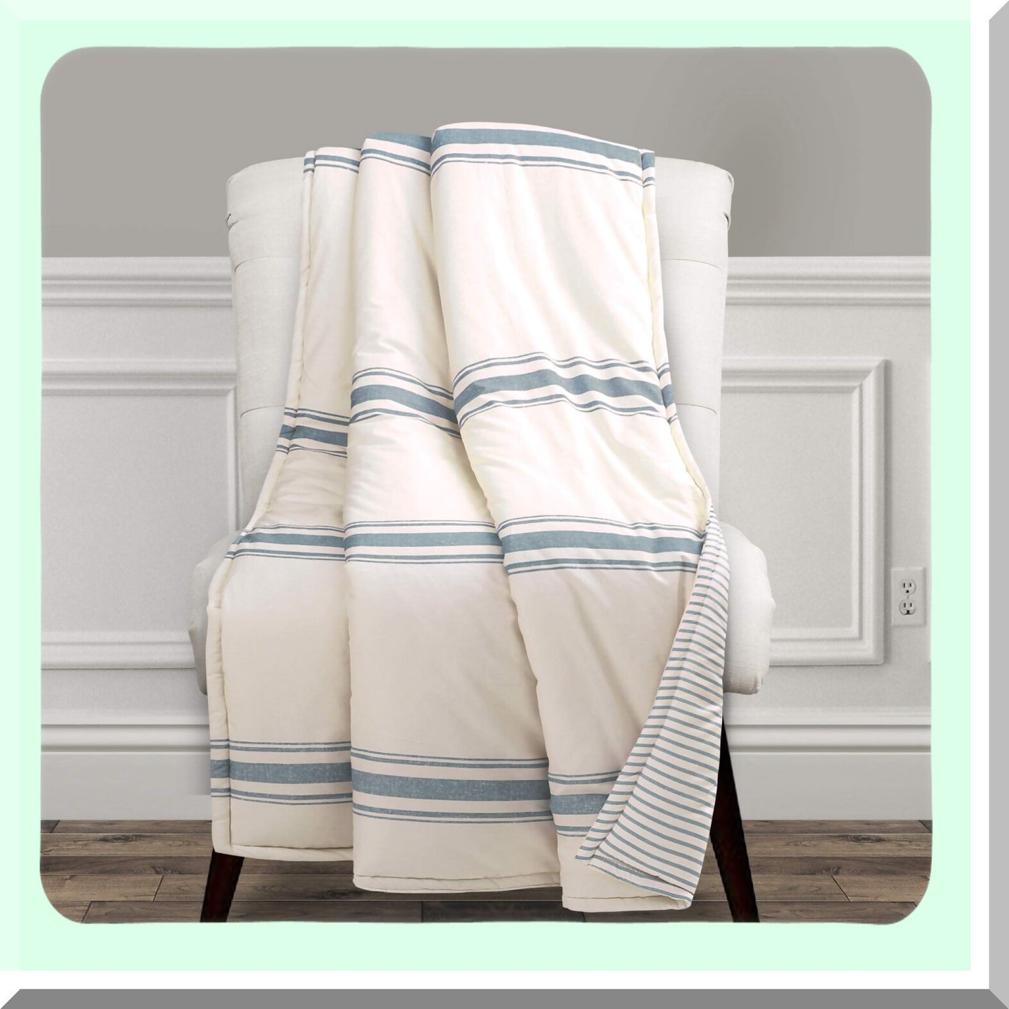 Modern Rustic Cozy Stripe Reversible Throw Blanket - 50x60, Blue