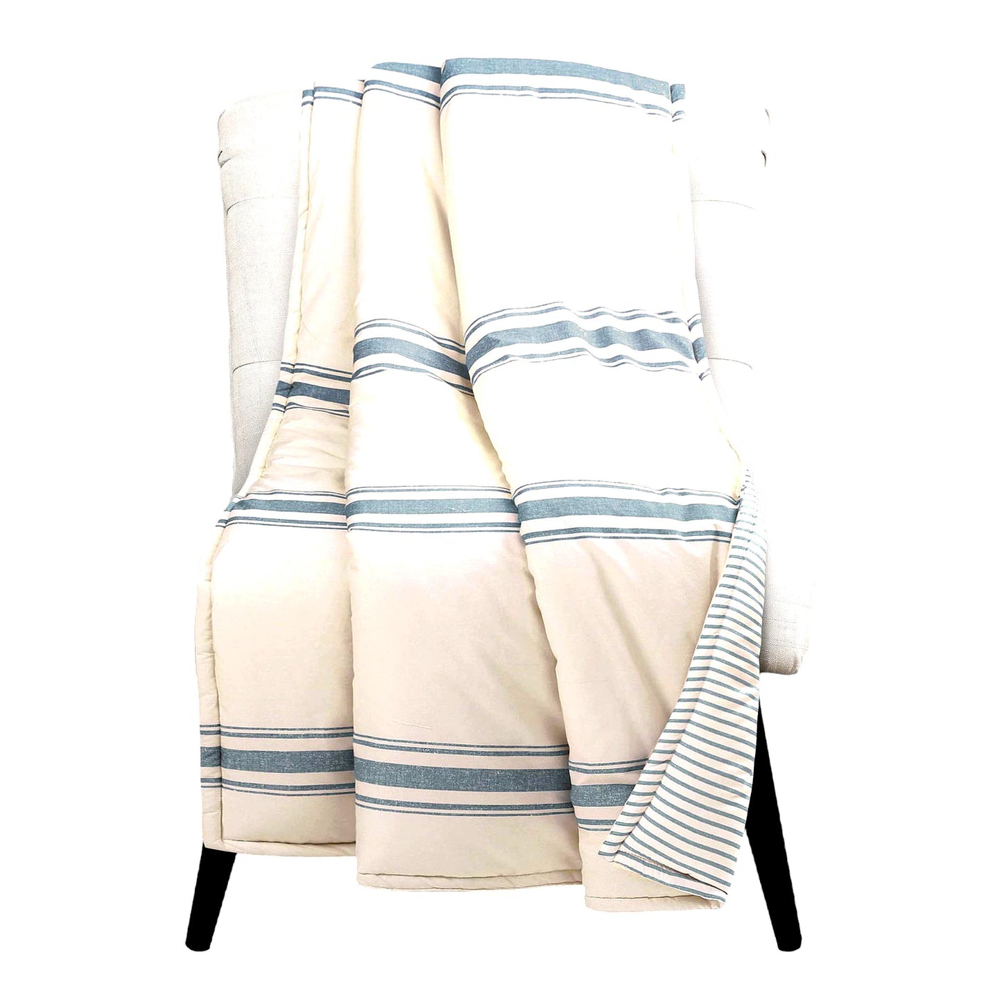 Modern Rustic Cozy Stripe Reversible Throw Blanket - 50x60, Blue