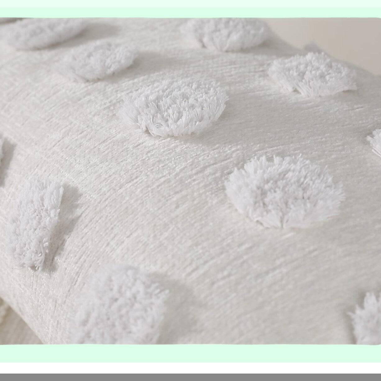 Chenille Boho Lumbar Pillow Cover - Farmhouse Decor Cushion Case for Sofa Couch Bed - Soft Long Throw Pillow Cover - Modern Cream White Livingroom Accessory