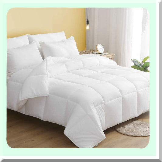 CloudSoft Eucalyptus Comforter - Lightweight Down Alternative Duvet Insert for Warm Sleeper Twin - Ultra-Soft Breathable Cotton Cover - White