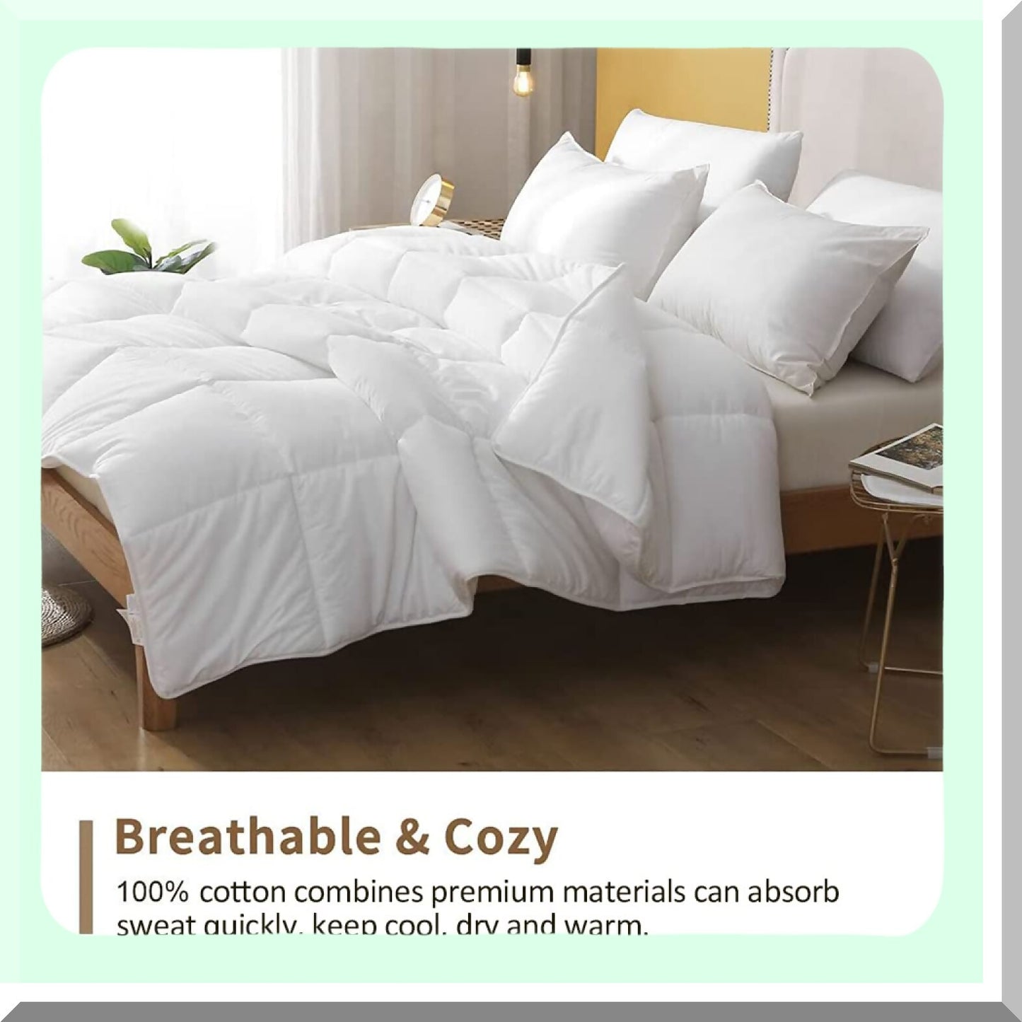 CloudSoft Eucalyptus Comforter - Lightweight Down Alternative Duvet Insert for Warm Sleeper Twin - Ultra-Soft Breathable Cotton Cover - White