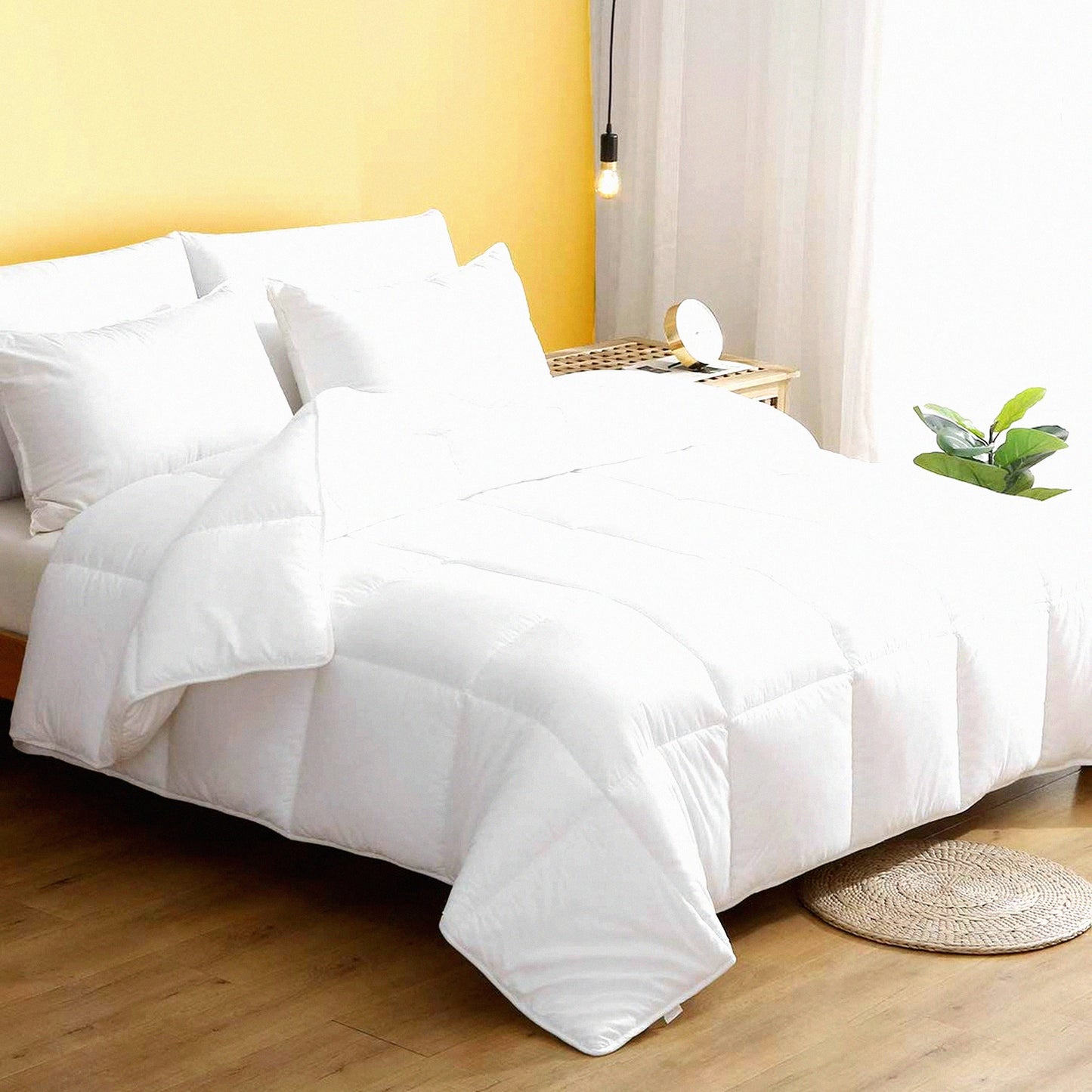 CloudSoft Eucalyptus Comforter - Lightweight Down Alternative Duvet Insert for Warm Sleeper Twin - Ultra-Soft Breathable Cotton Cover - White
