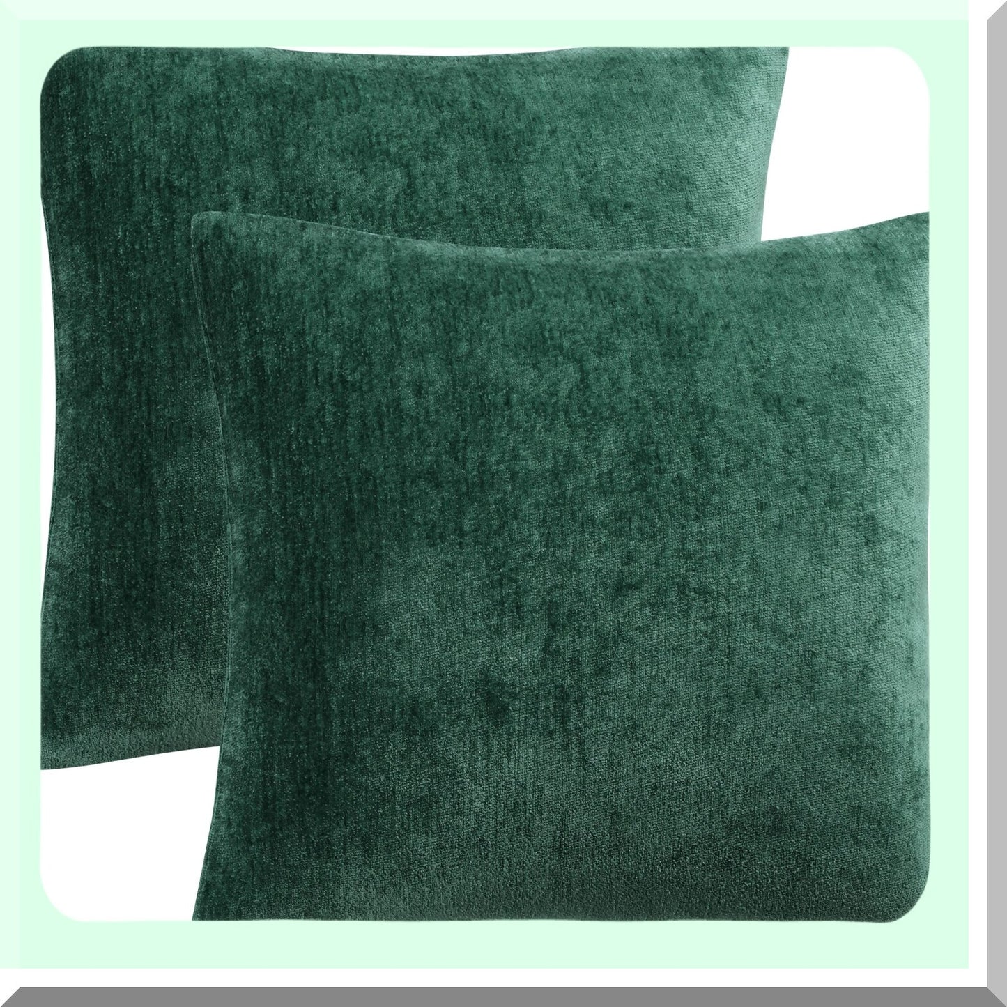 Water Repellent Chenille Throw Pillow Covers - Set of 2 Soft Decorative Cushion Covers for Sofa Car, 16x16 Inch Emerald Green - Home Cute Pillowcases