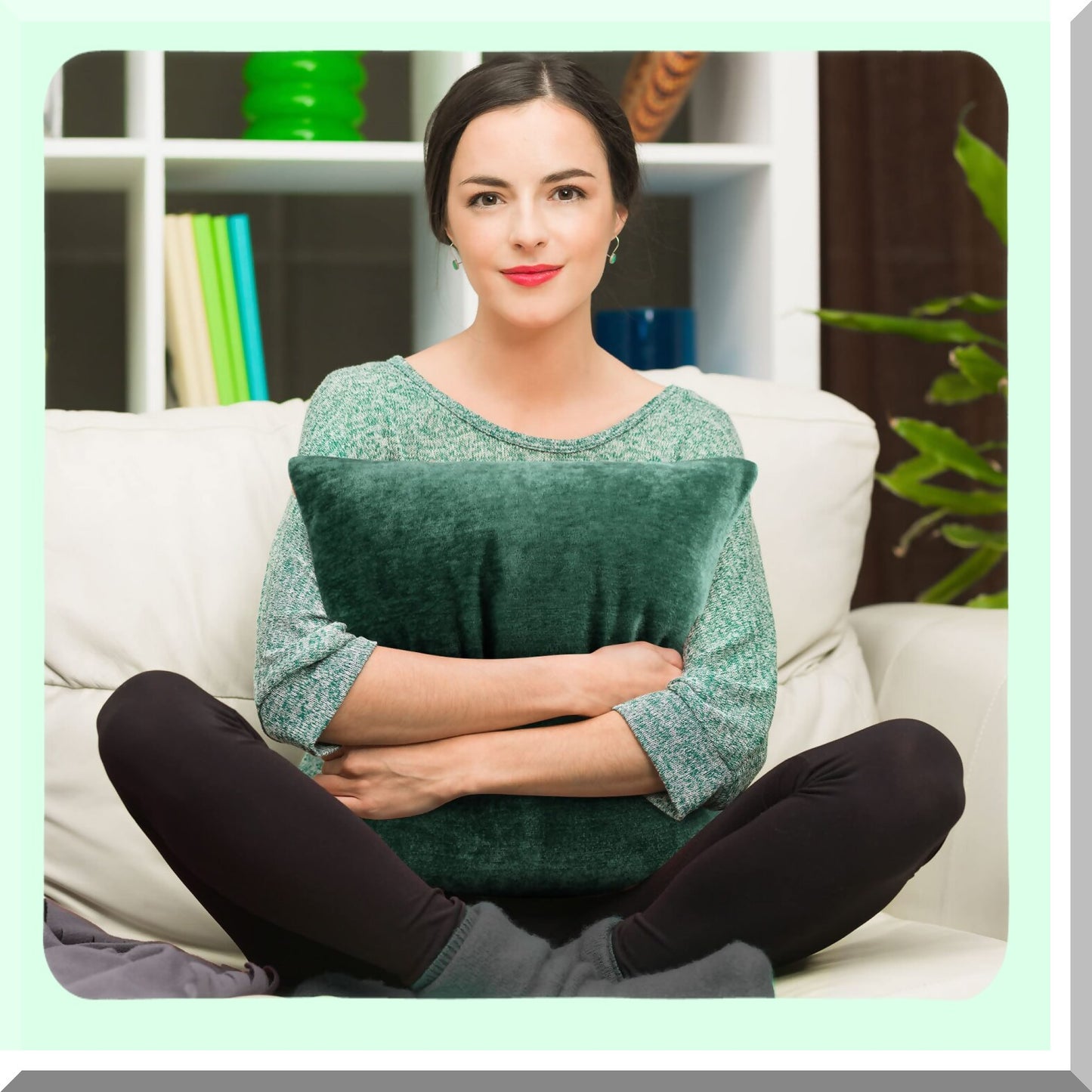 Water Repellent Chenille Throw Pillow Covers - Set of 2 Soft Decorative Cushion Covers for Sofa Car, 16x16 Inch Emerald Green - Home Cute Pillowcases