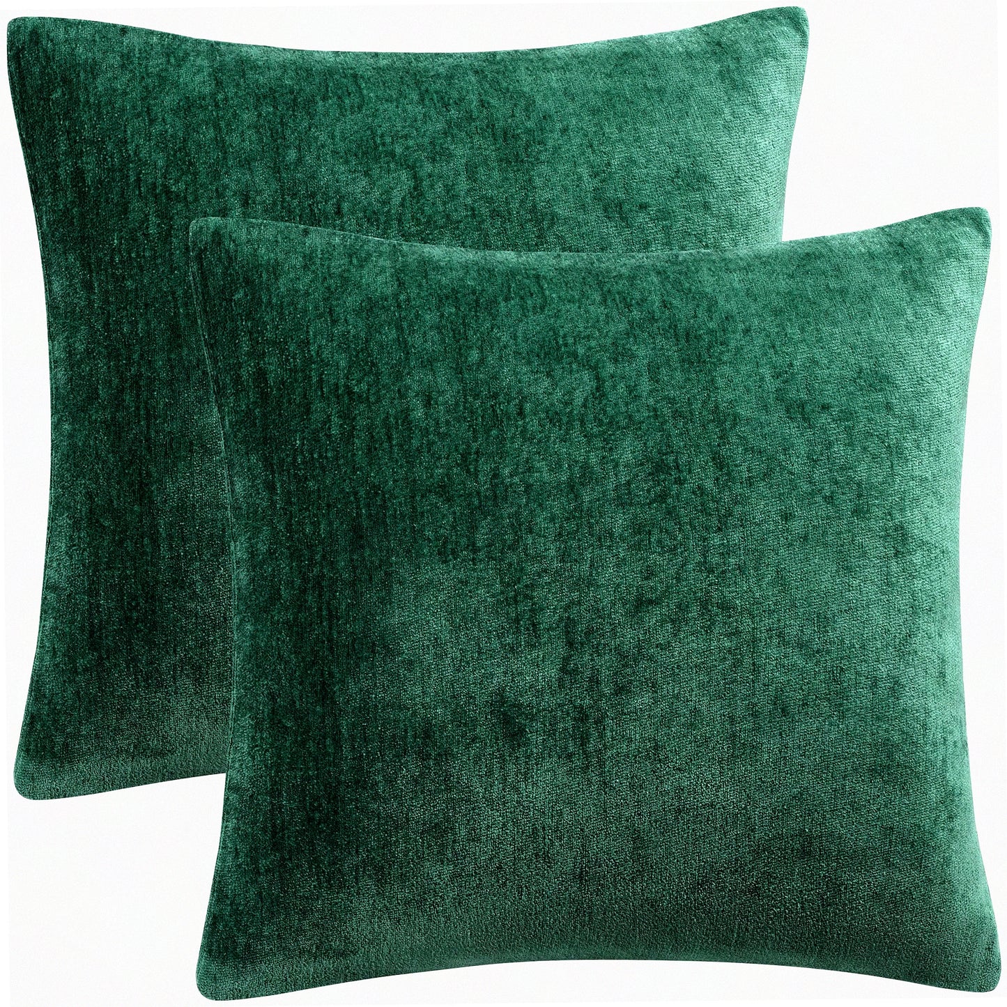 Water Repellent Chenille Throw Pillow Covers - Set of 2 Soft Decorative Cushion Covers for Sofa Car, 16x16 Inch Emerald Green - Home Cute Pillowcases