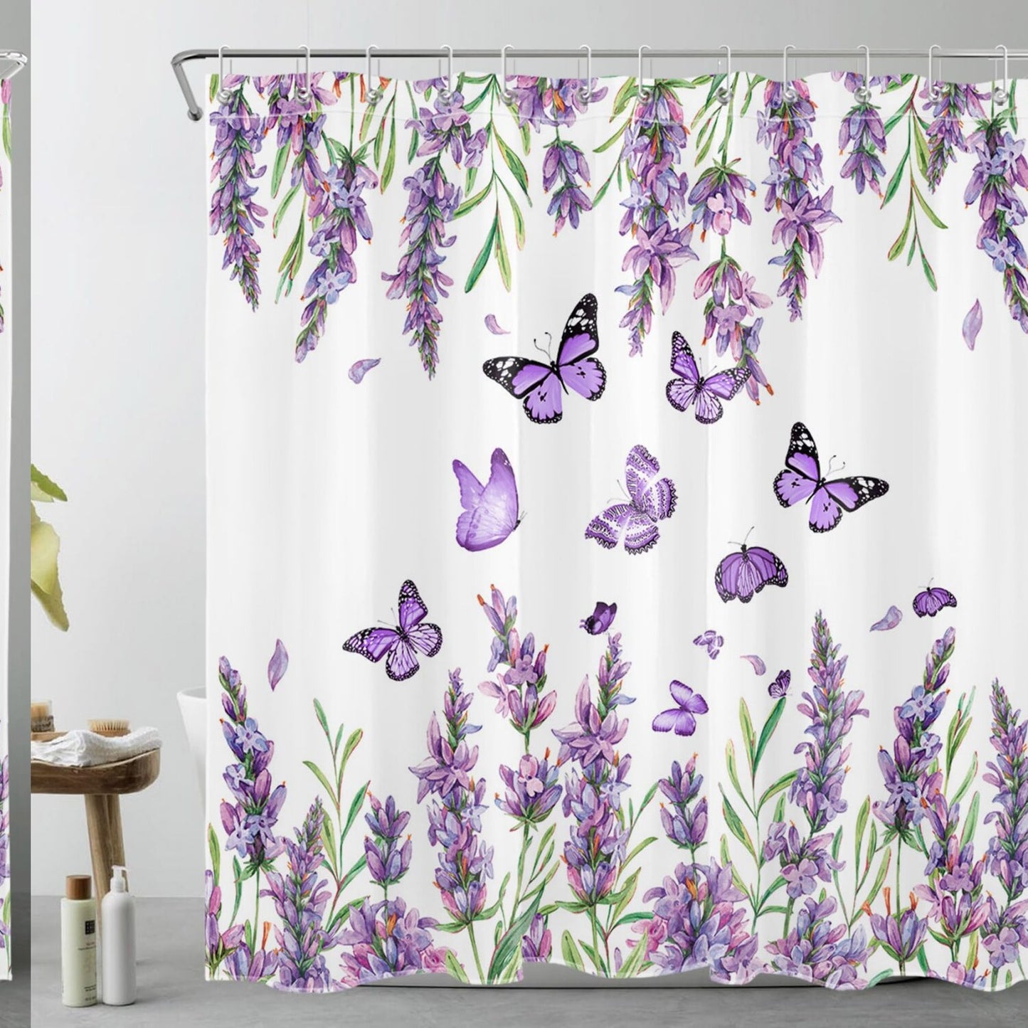 Purple Floral Shower Curtain 72x72 Inches