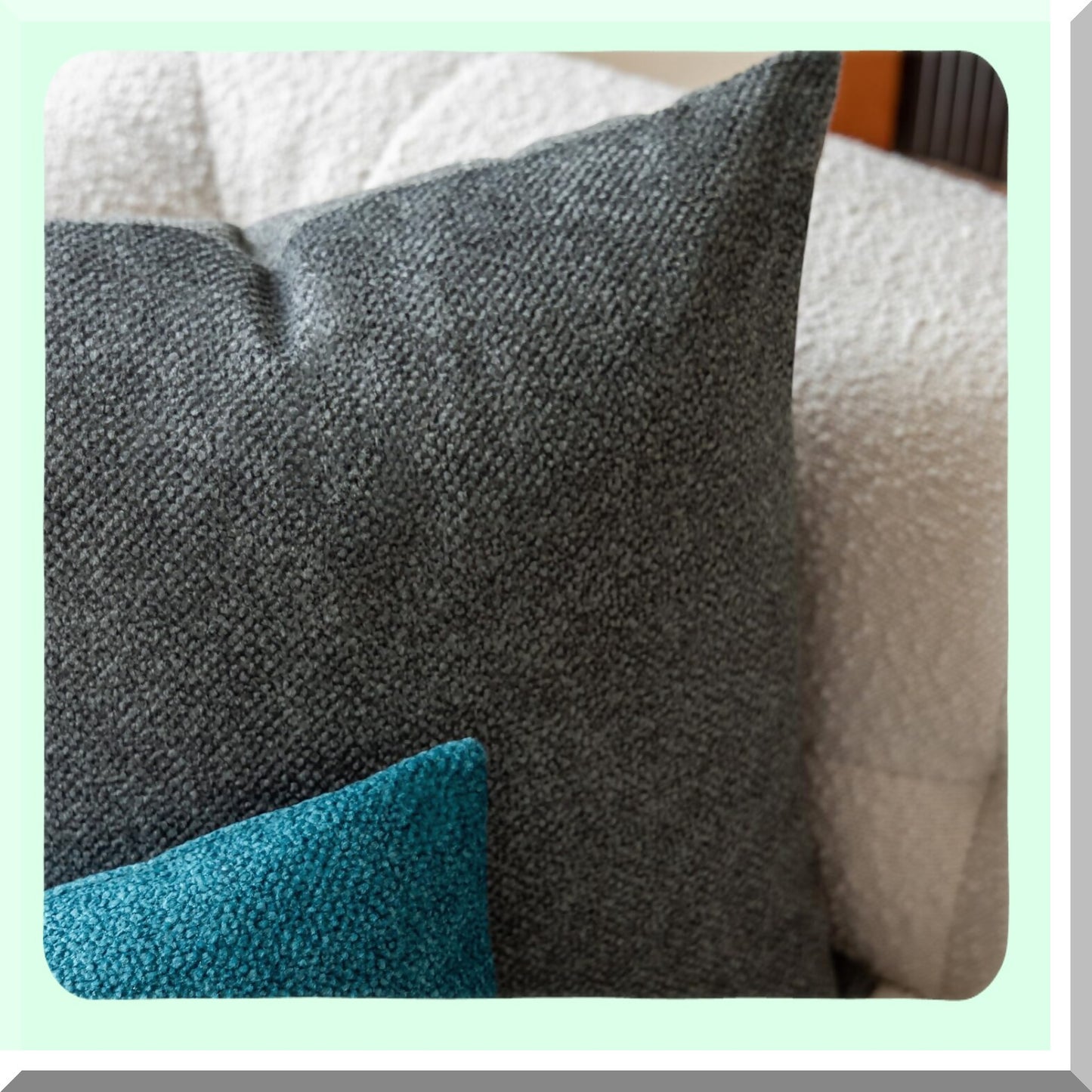 Embossed Velvet Teal Blue Throw Pillow Covers - Farmhouse Decorative Accent Pillows for Living Room Sofa - Textured 3D Couch Cushion 12x20
