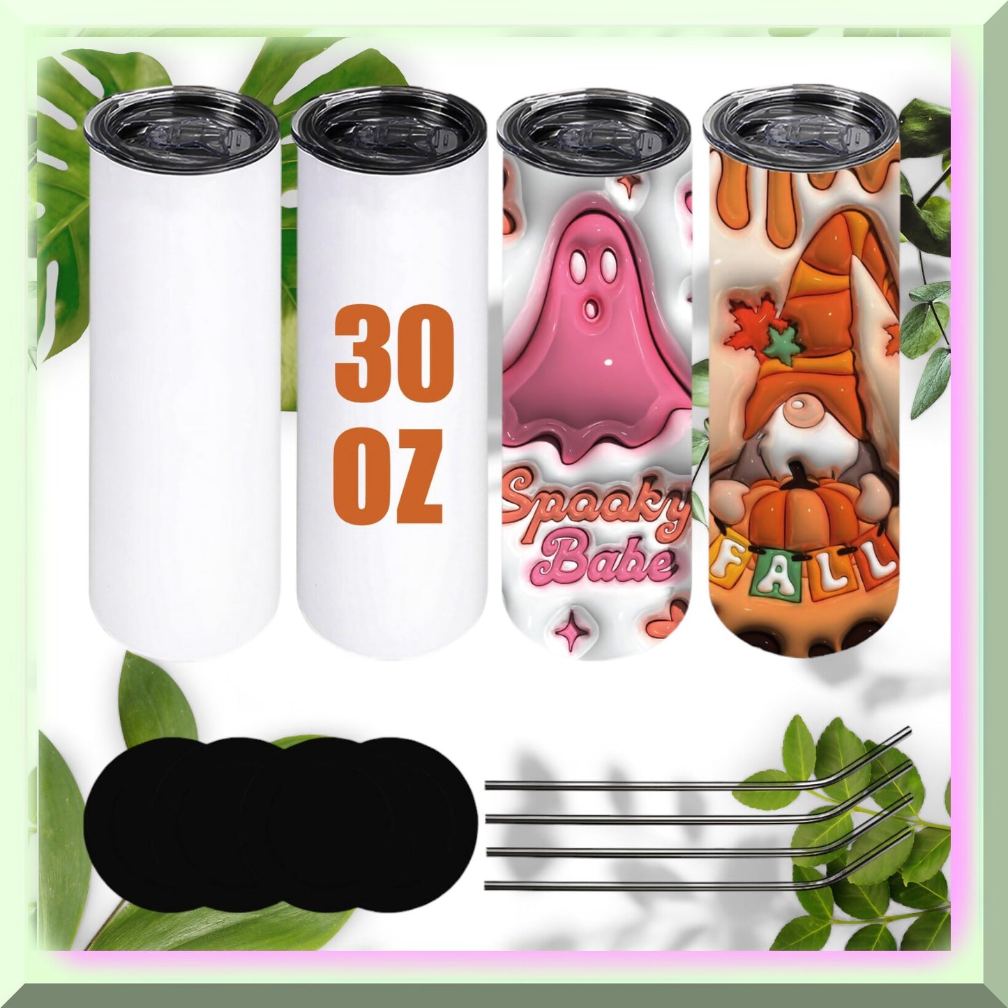 30oz Stainless Steel Sublimation Tumblers Set (4 Pack)