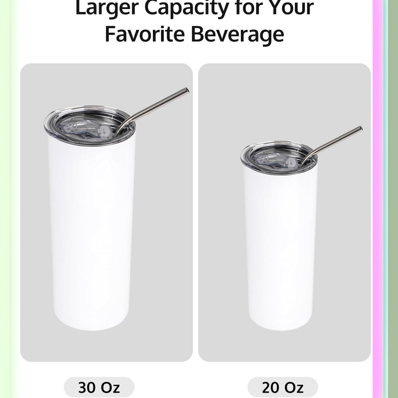 30oz Stainless Steel Sublimation Tumblers Set (4 Pack)