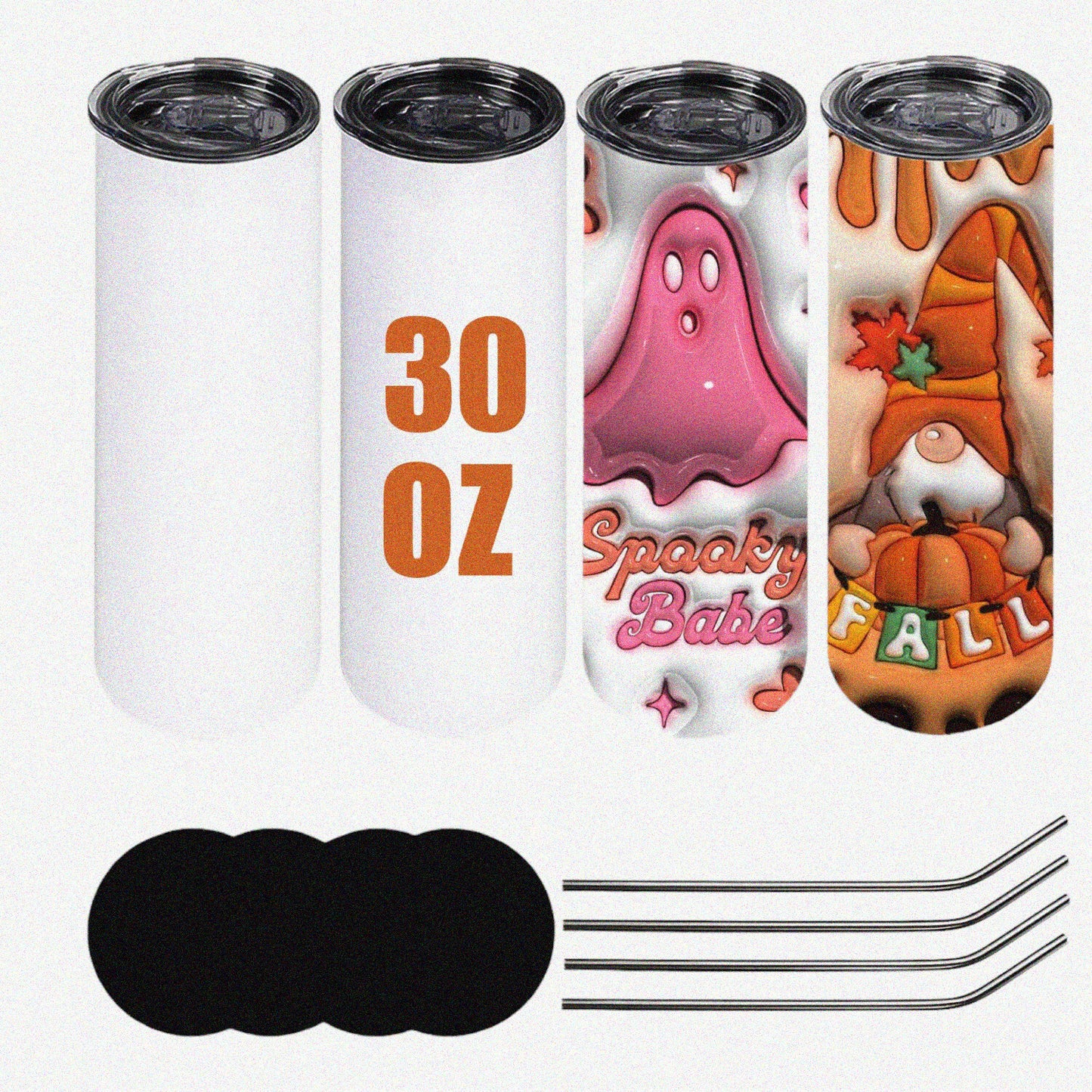 30oz Stainless Steel Sublimation Tumblers Set (4 Pack)